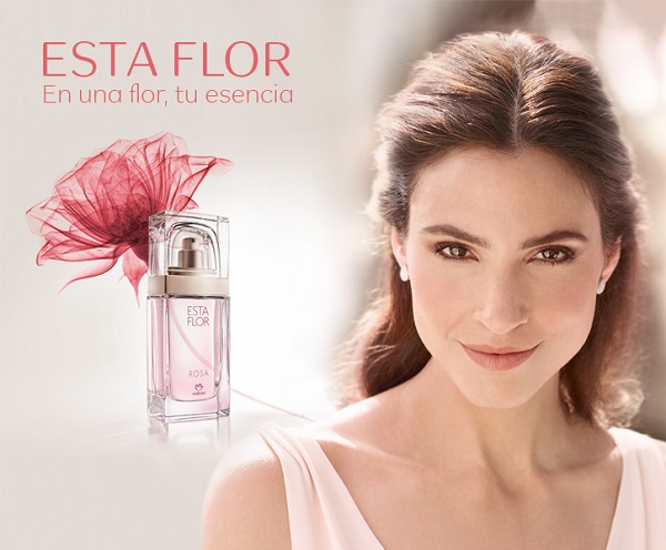 Nuevo perfume Esta Flor, fragancia femenina y rostro de mujer