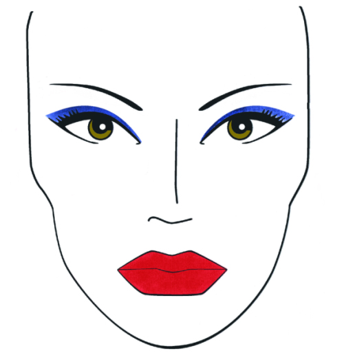 Mediante el dibujo de una cara se indica donde se aplica el maquillaje