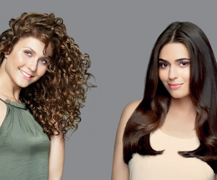 dos mujeres con tipos diferentes de cabello