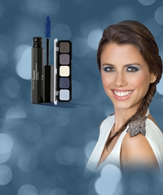 productos Natura Faces sombra de 5 colores frios con mascara para pestañas azules