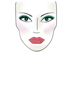 Dibujo de cara maquillada para mostrar zonas donde aplicar el color
