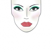 Dibujo de cara maquillada para mostrar zonas donde aplicar el color